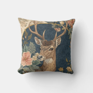 Vintage, Rentierhirsch- und Blumenmuster Kissen