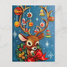 Vintage Rentierrückgabe Weihnachtspostkarte Feiertagspostkarte