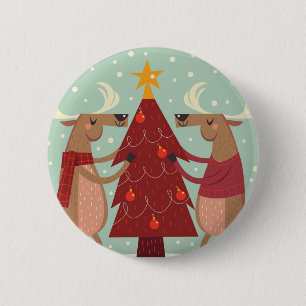 Vintage Rentierweihnachtszeit Button