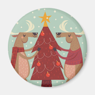 Vintage Rentierweihnachtszeit Magnet