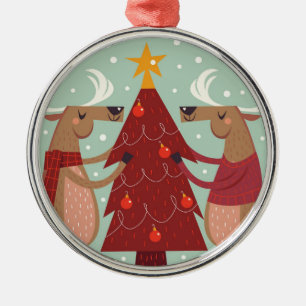 Vintage Rentierweihnachtszeit Silbernes Ornament