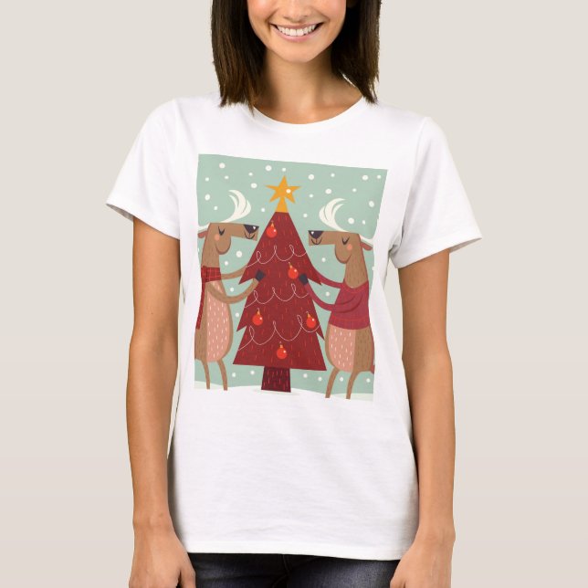 Vintage Rentierweihnachtszeit T-Shirt (Vorderseite)