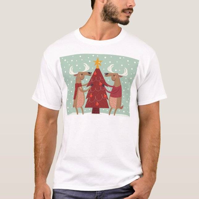 Vintage Rentierweihnachtszeit T-Shirt (Vorderseite)
