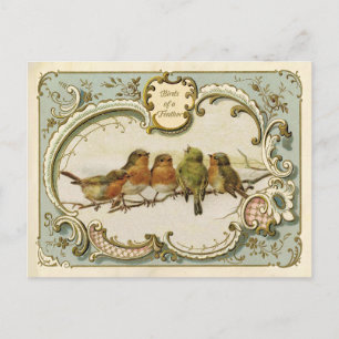 Vintage-Reproduktionspostkarte "Vögel eines Schlag Postkarte