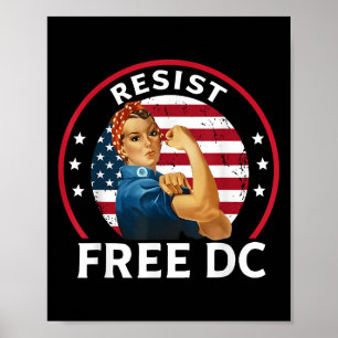 Vintage Resist Free DC Protestflagge USA für Fraue Poster