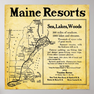 Vintage Resorts mit Kartendrucken Poster
