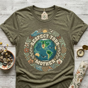 Vintage Respektiere deine Mutter Natur Erdentag Tri-Blend Shirt