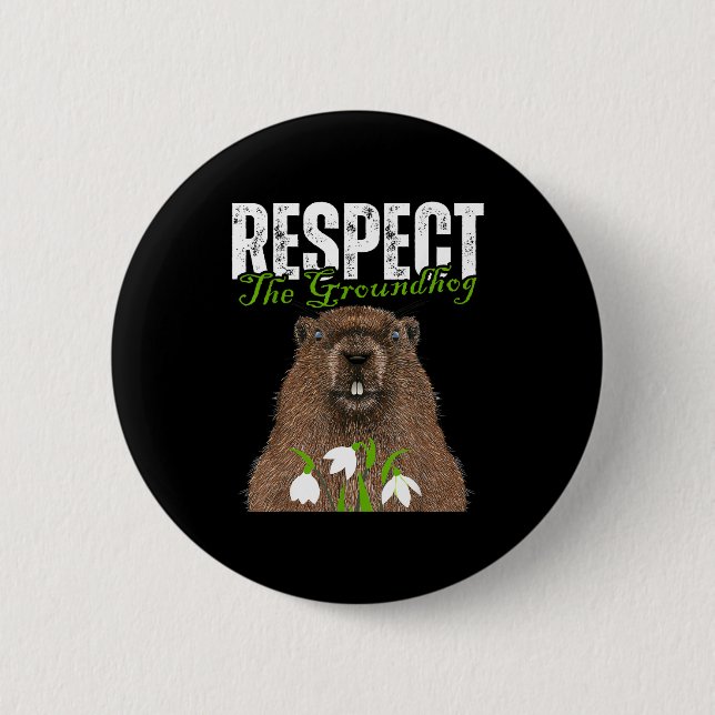 Vintage Respektiert den Waldmurmeltier Lustiger Ta Button (Vorderseite)