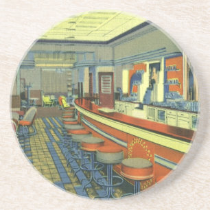 Vintage-Restaurant, Retro-Raststätte-Innenraum Untersetzer
