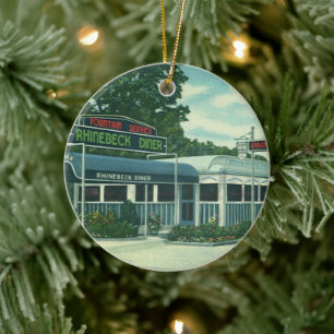 Vintage Restaurant, Retro Rhinebeck Roadside Diner Keramik Ornament