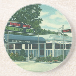 Vintage Restaurant, Retro Rhinebeck Roadside Diner Sandstein Untersetzer