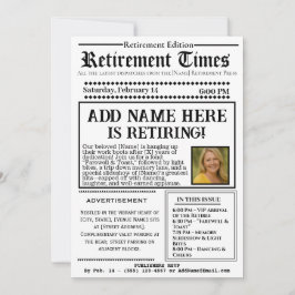 Vintage “Retirement Times” Newspaper Invitation Einladung