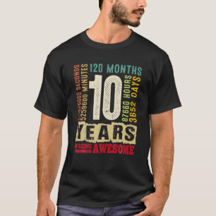 Vintage Retro 10. Geburtstags-Outfit 10 Jahre Bei T-Shirt
