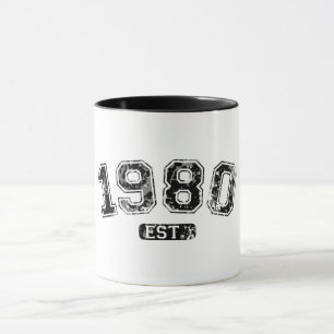 Vintage Retro 1980 Grunge gegr. Established Graphi Tasse