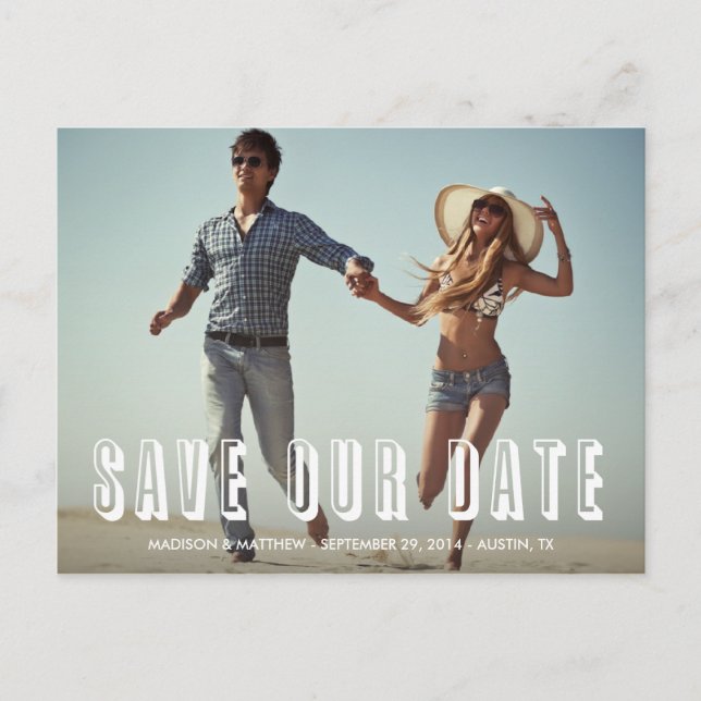 Vintage Retro 2 | Save the Date Postkarte (Vorderseite)