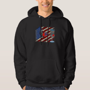 Vintage Retro 4. Juli Disc Golf American Flag Hoodie