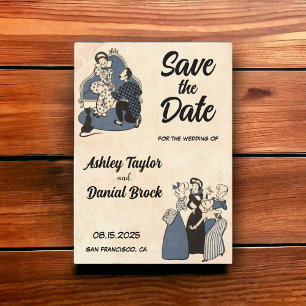 Vintage Retro 50er Jahre Comic-Hochzeit Save the D Einladung