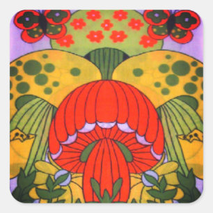 Vintage Retro 60er Hippie Pilz Aufkleber