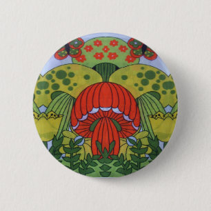 Vintage Retro 60er Hippie Pilz Print Badge Button