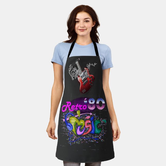Vintage Retro-80er-Musik Schürze (Getragen)