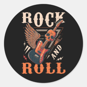 Vintage Retro 80er Rock And Roll Musik Elektrische Runder Aufkleber
