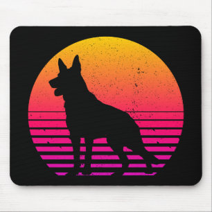 Vintage Retro 80er Stil Deutscher Schäferhund Mousepad