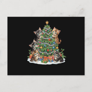 Vintage Retro 90er Katzen-Weihnachtsbaum-Tierliebh Feiertagspostkarte