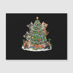 Vintage Retro 90er Katzen-Weihnachtsbaum-Tierliebh Magnetkarte
