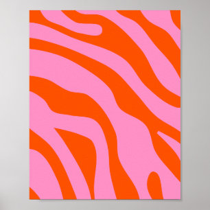 Vintage Retro Abstrakt Rosa und Orange Poster