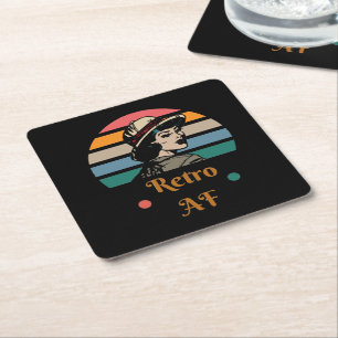 Vintage "Retro AF" Lustiger Regenbogen Rechteckiger Pappuntersetzer