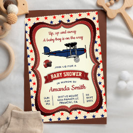 Vintage Retro Airplane Kinderdusche Einladung