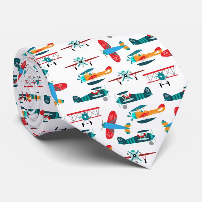 vintage retro airplane pattern krawatte (Gerollt)