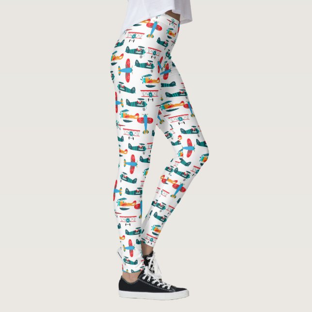 vintage retro airplane pattern leggings (Rechts)