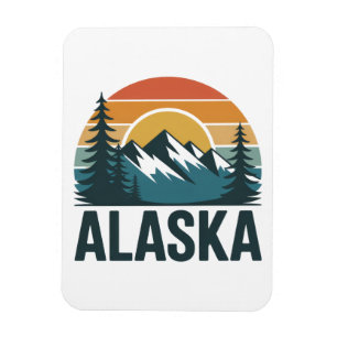 Vintage Retro Alaska Sonnenuntergang Outdoor-Abent Magnet