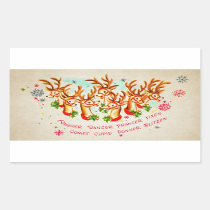 Vintage Retro Alle Rentier von Santa Rechteckiger Aufkleber