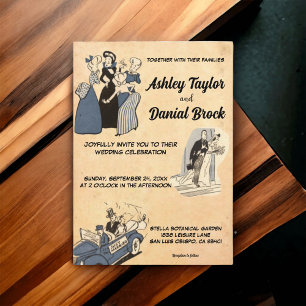 Vintage Retro Alte Antike Comic Stylische Hochzeit Einladung