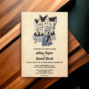 Vintage Retro Alte Paare Alte Rustikale Hochzeit Einladung