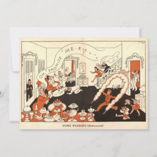 Vintage Retro Alte Rustikale Comic-Hochzeit Lustig Einladung