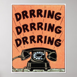 Vintage Retro Altes Klassisches Telefon Klingelt Poster