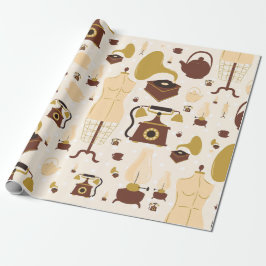 Vintage Retro-Antiqua-Phonograph Mannequin sepia Geschenkpapier