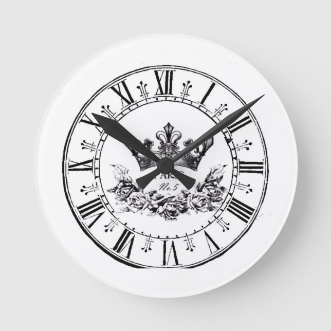 Vintage Retro-Antiquitätenbörse Paris Runde Uhr (Vorderseite)