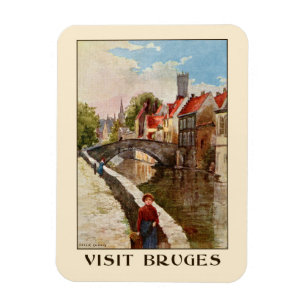 Vintage retro Art Brügge-Reiseanzeige Magnet