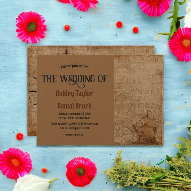 Vintage Retro Art Déco Alte Karte Segelboot Hochze (Von Creator hochgeladen)