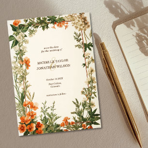 Vintage Retro Art Nouveau Botanical Heiratsankündi Einladung