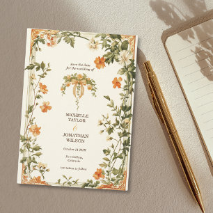 Vintage Retro Art Nouveau Botanical Heiratsdatum Einladung