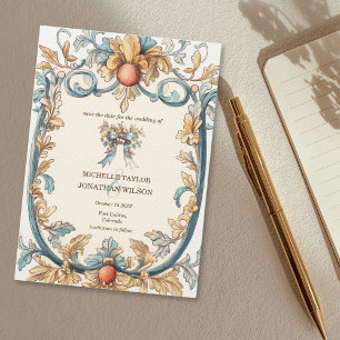 Vintage Retro Art Nouveau Botanical Save the Date Einladung