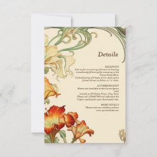 Vintage Retro Art Nouveau Botanische Details RSVP Karte