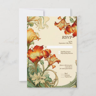 Vintage Retro Art Nouveau Botanische RSVP Karte