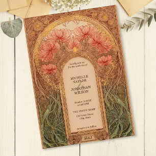 Vintage Retro Art Nouveau Botanischer Garten Rahme Einladung