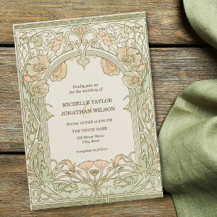 Vintage Retro Art Nouveau Botanischer Garten Rahme Einladung